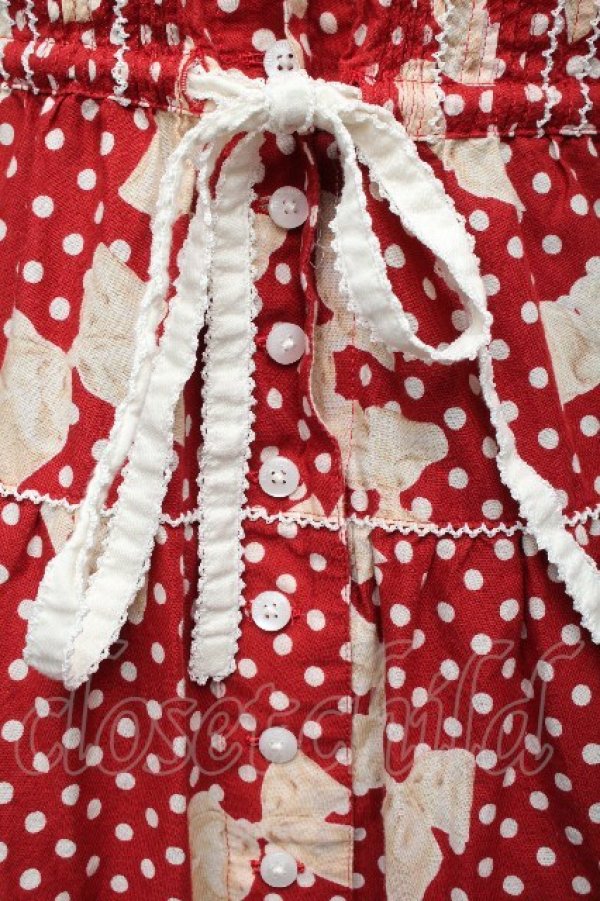 画像6: PINK HOUSE / 水玉りぼんプリントワンピース  赤 S-26-04-07-049-LO-OP-HR-ZS (6)