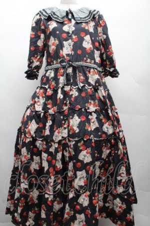 画像: alcali / alcali × misako aoki/サイベリアンストロベリーワンピース  黒 S-26-04-07-053-LO-OP-HR-ZS