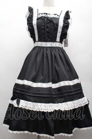 画像: Chalmiere / ハッピーフリルジャンパースカートセット  黒ｘ白 S-26-04-07-054-0-OP-HR-ZS