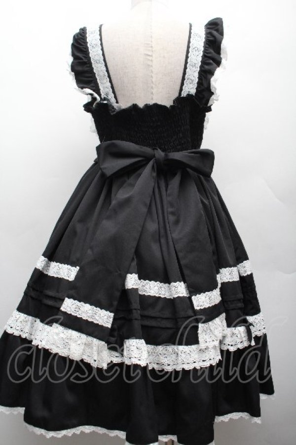 画像2: Chalmiere / ハッピーフリルジャンパースカートセット  黒ｘ白 S-26-04-07-054-0-OP-HR-ZS (2)