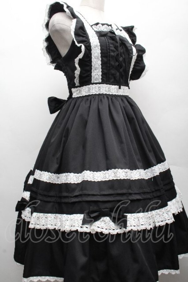 画像3: Chalmiere / ハッピーフリルジャンパースカートセット  黒ｘ白 S-26-04-07-054-0-OP-HR-ZS (3)