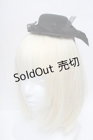 画像: GOTH / コサージュ付きレースミニハット  黒 S-26-04-07-018-GO-AC-HR-ZS