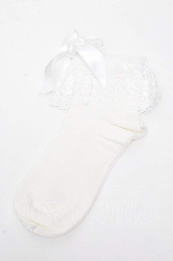 画像1: BABY,THE STARS SHINE BRIGHT / 綿レースクルー丈ソックス  オフ S-26-04-07-002-BA-ZA-HR-ZS (1)