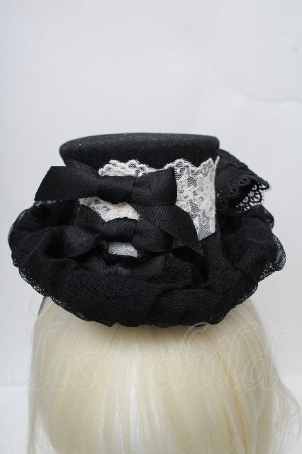 画像3: GOTH / リボンレースシルクハット  黒 S-26-04-07-019-GO-AC-HR-ZS (3)
