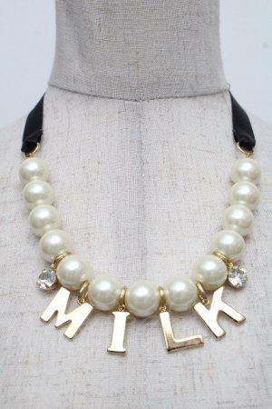 画像: MILK / パールチョーカー  オフｘ黒 S-26-04-07-022-ML-AC-AS-ZS