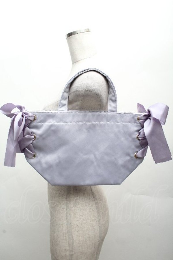 画像2: Maison de FLEUR / サイドレースアップリボントートバッグ  ラベンダー S-26-04-07-035-LO-BG-TE-ZS (2)