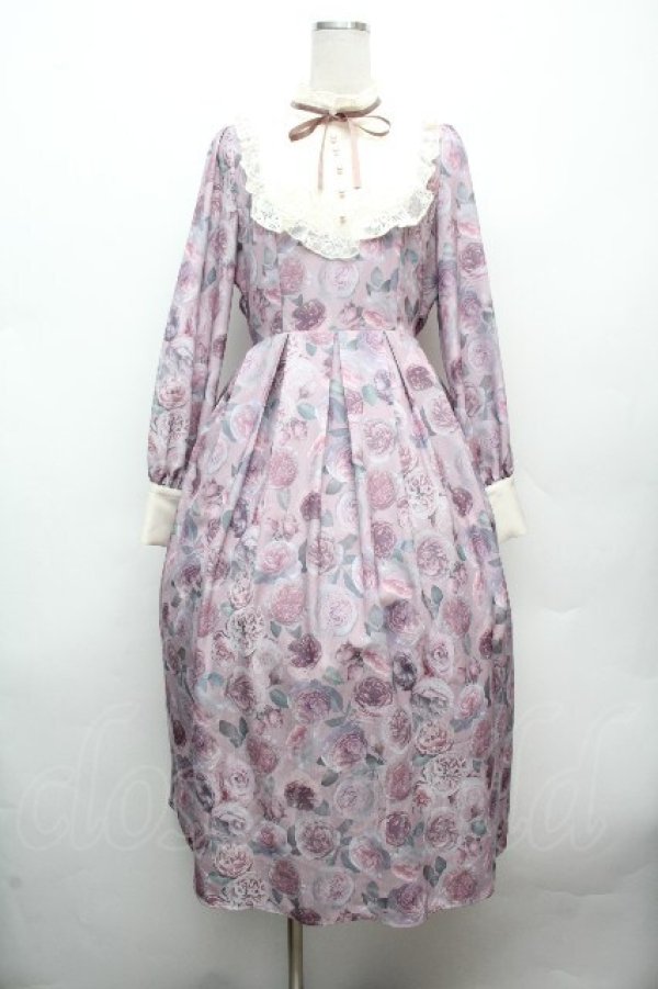 画像1: axes femme / ラヴィアンローズ柄ワンピース F ピンク S-26-04-09-029-AX-OP-TE-ZS (1)