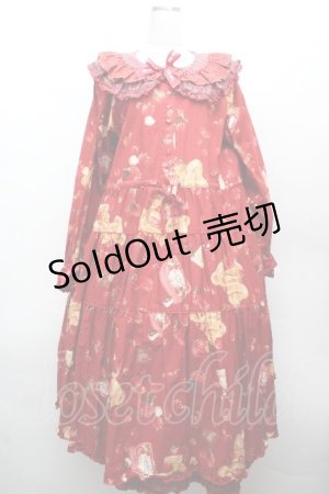 画像: PINK HOUSE / strawberry choco bearプリントミディワンピース  赤 S-26-04-09-032-LO-OP-AS-ZS