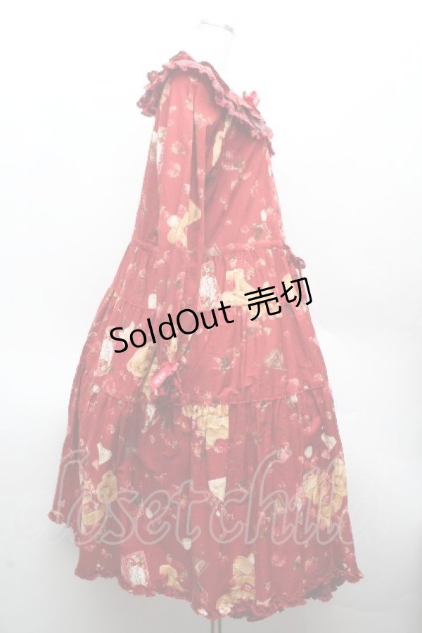 画像4: PINK HOUSE / strawberry choco bearプリントミディワンピース  赤 S-26-04-09-032-LO-OP-AS-ZS (4)