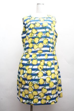 画像: Franche Lippee / レトロチェリーワンピース  青ｘ白ｘイエロー S-26-04-09-033-LO-OP-AS-ZS