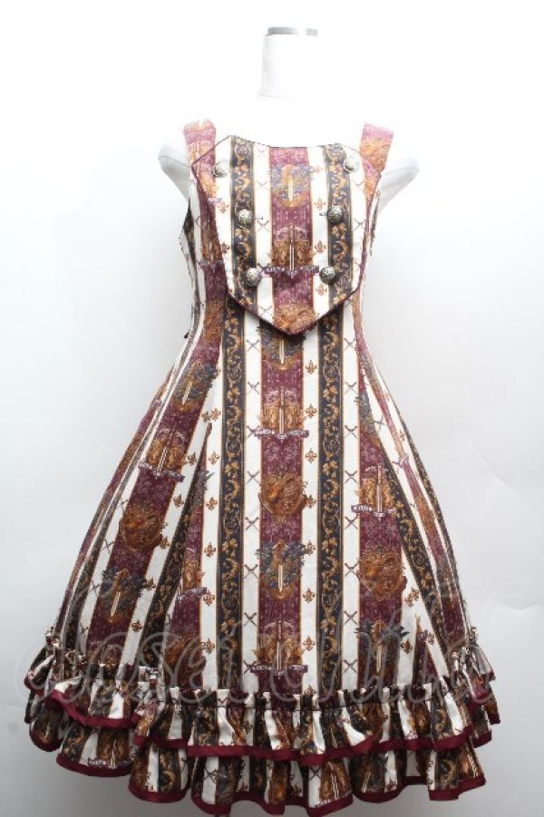 画像1: ALICE and the PIRATES / St.Lily Wolf〜狼騎士と百合の誓い〜柄ジャンパースカートI  ワイン S-26-04-09-035-PA-OP-AS-ZS (1)