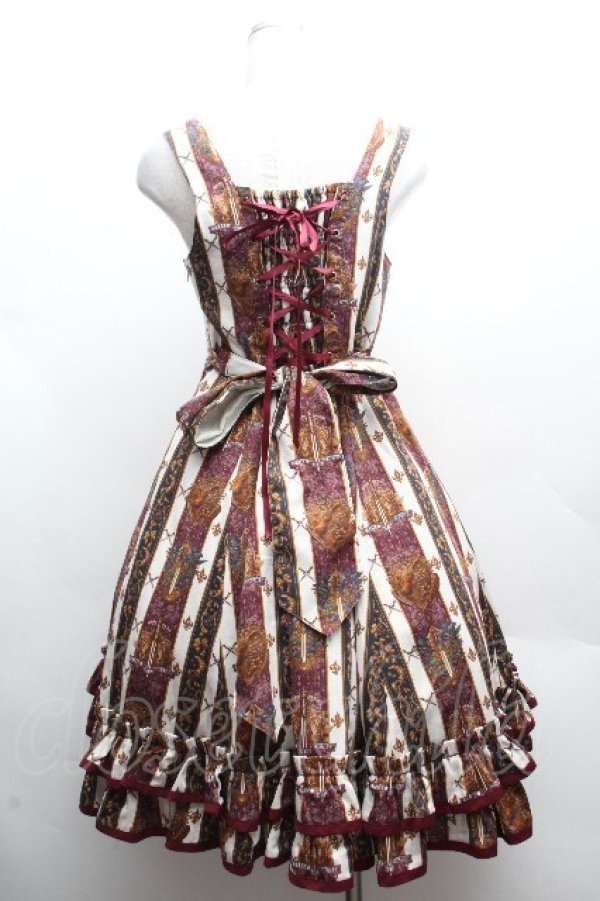 画像3: ALICE and the PIRATES / St.Lily Wolf〜狼騎士と百合の誓い〜柄ジャンパースカートI  ワイン S-26-04-09-035-PA-OP-AS-ZS (3)