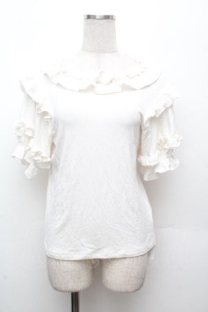 画像: axes femme kawaii / フリルリボン半袖カットプル  白 S-26-04-09-005-AX-TO-HR-ZS