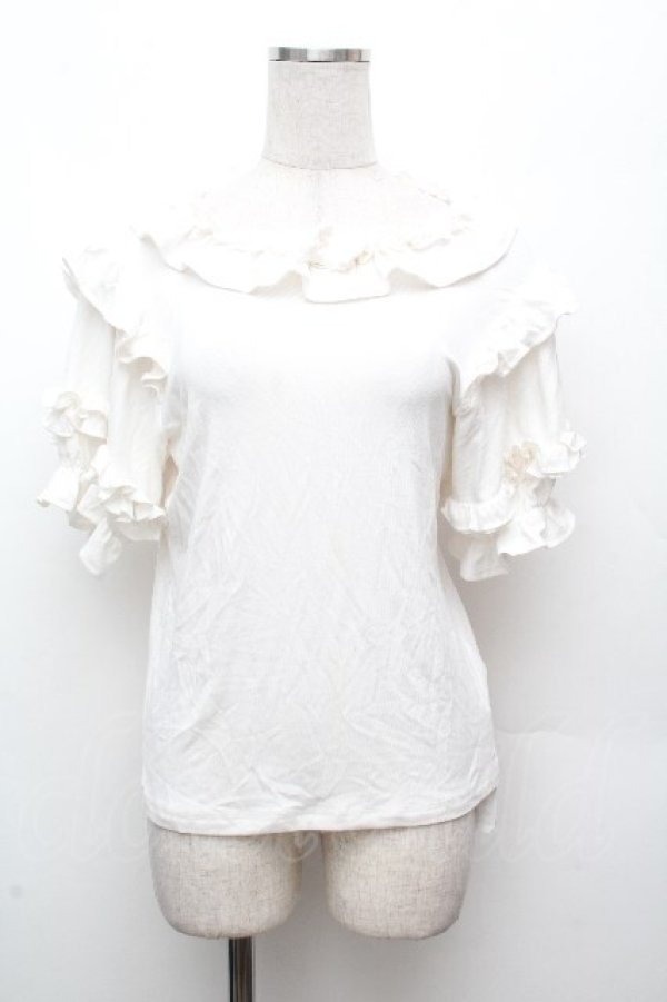 画像1: axes femme kawaii / フリルリボン半袖カットプル  白 S-26-04-09-005-AX-TO-HR-ZS (1)