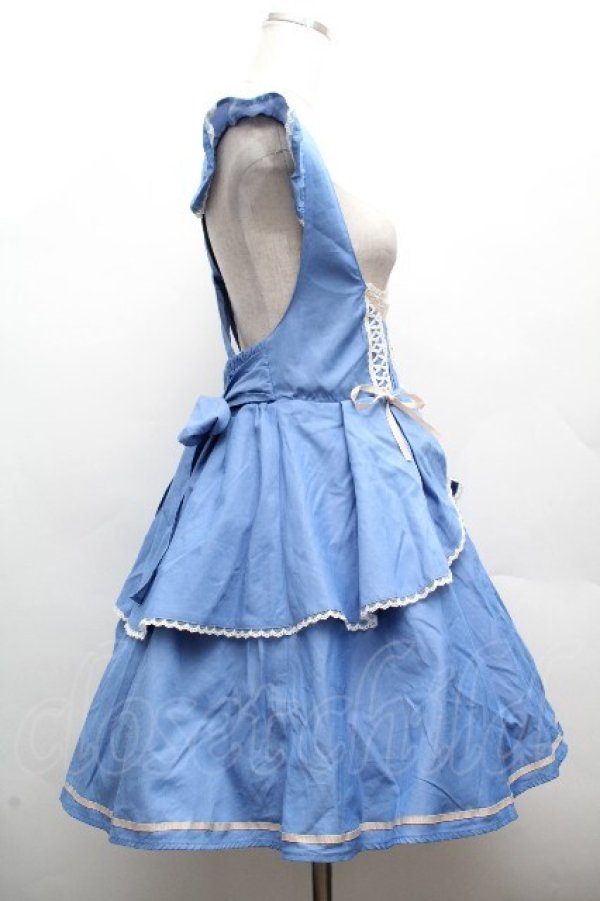 画像2: axes femme POETIQUE / サス付きペプラムスカート M ブルー S-26-04-09-043-AX-SK-TE-ZS (2)