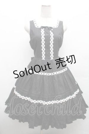 画像: Cornet / お花レース編上げワンピース  黒ｘ白 S-26-04-09-046-LO-OP-AS-ZS