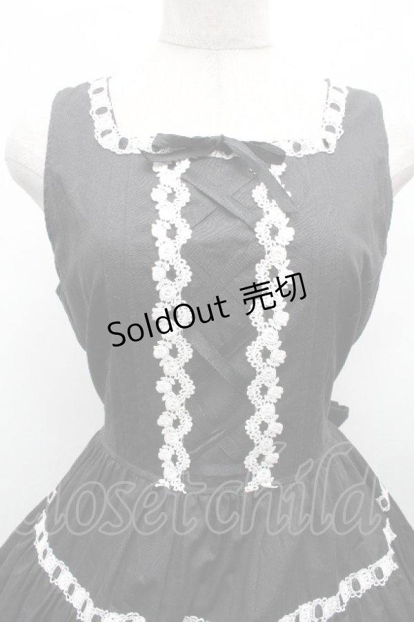 画像3: Cornet / お花レース編上げワンピース  黒ｘ白 S-26-04-09-046-LO-OP-AS-ZS (3)