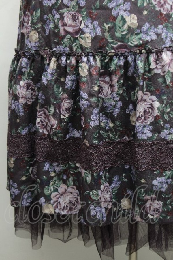 画像3: axes femme / ホーリーローズ柄フリルスカート  パープル S-26-04-09-048-AX-SK-HR-ZS (3)