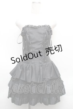 画像: ATELIER PIERROT / レースアップミニコルセットワンピース  黒 S-26-04-09-050-EL-OP-HR-ZS