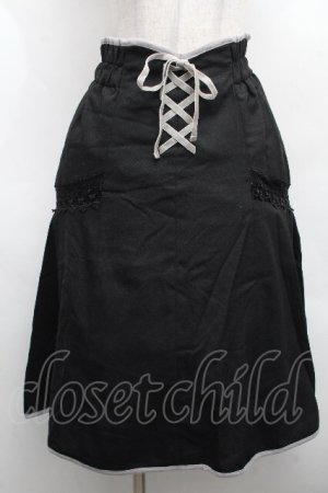 画像: axes femme / フロント編上レース切替スカート  黒 S-26-04-09-055-AX-SK-AS-ZS