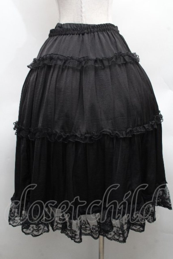 画像2: m petit by misako / サテンキリカエペチスカート L 黒 S-26-04-09-058-LO-SK-HR-ZS (2)