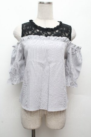 画像: LOLITA / 肩あきチェックトップス  サックスｘ黒 S-26-04-09-010-LO-TO-HR-ZS