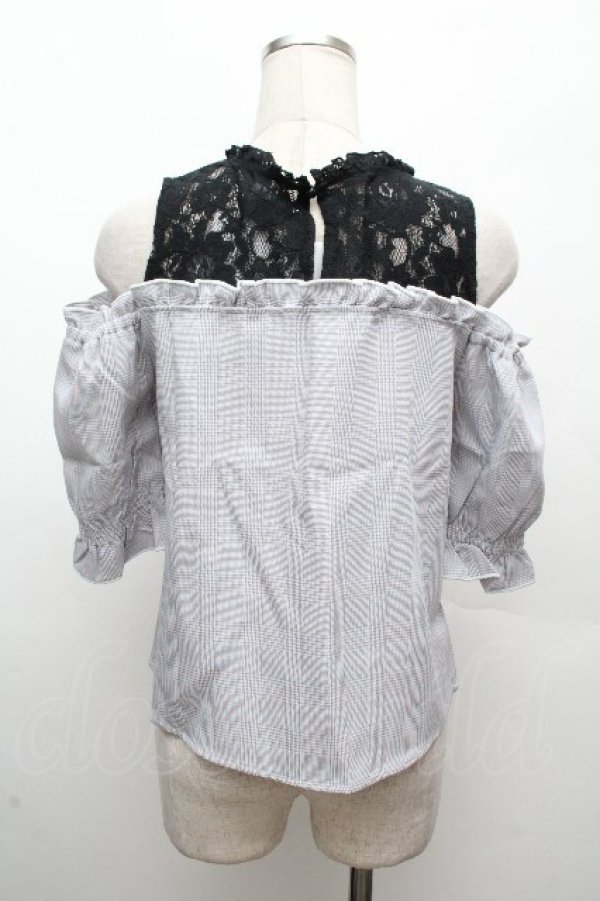 画像3: LOLITA / 肩あきチェックトップス  サックスｘ黒 S-26-04-09-010-LO-TO-HR-ZS (3)