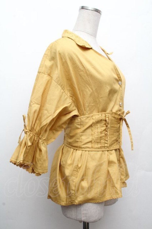 画像2: axes femme / コルセットベルト付シャツ  からし S-26-04-09-011-AX-BL-AS-ZS (2)