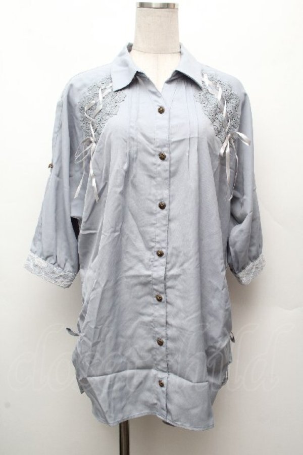 画像1: axes femme / ロングブラウス  サックス S-26-04-09-013-AX-BL-AS-ZS (1)