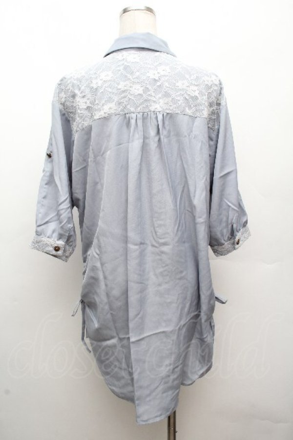 画像4: axes femme / ロングブラウス  サックス S-26-04-09-013-AX-BL-AS-ZS (4)