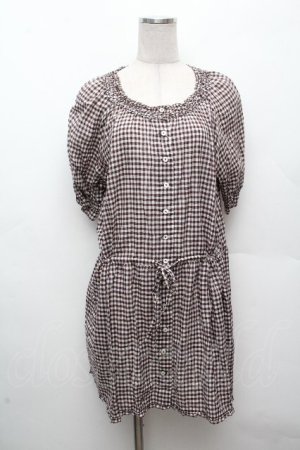 画像: PINK HOUSE / ギンガムチェックチュニック  ブラウン S-26-04-09-016-LO-OP-AS-ZS