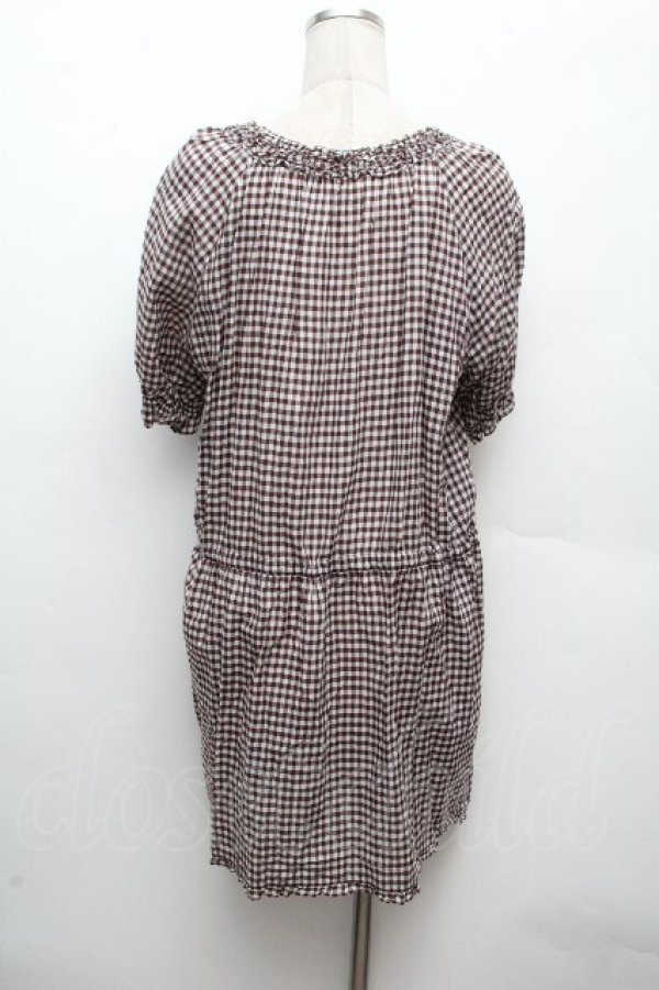 画像3: PINK HOUSE / ギンガムチェックチュニック  ブラウン S-26-04-09-016-LO-OP-AS-ZS (3)