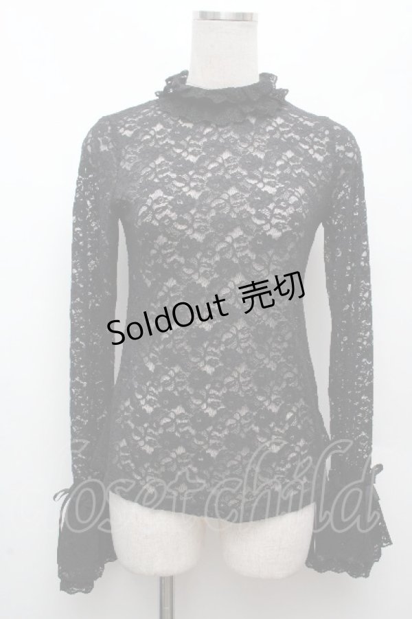 画像1: Moi-meme-Moitie / ローズフレアスリーブカットソー  黒 S-26-04-09-019-MO-TO-HR-ZS (1)