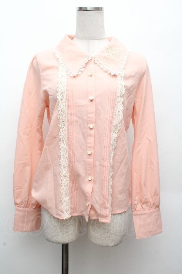 画像1: axes femme POETIQUE / 襟刺繍ブラウス M ピンク S-26-04-09-003-AX-BL-TE-ZS (1)