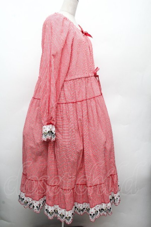 画像2: PINK HOUSE / ミッキー&ミニー刺繍レースワンピース  赤 S-26-04-09-025-LO-OP-AS-ZS (2)