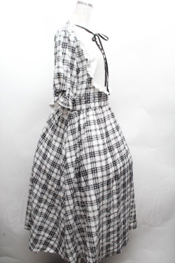 画像2: m petit by misako / チェックキリカエワンピース 3L 白ｘ黒 S-26-04-10-032-LO-OP-HR-ZS (2)