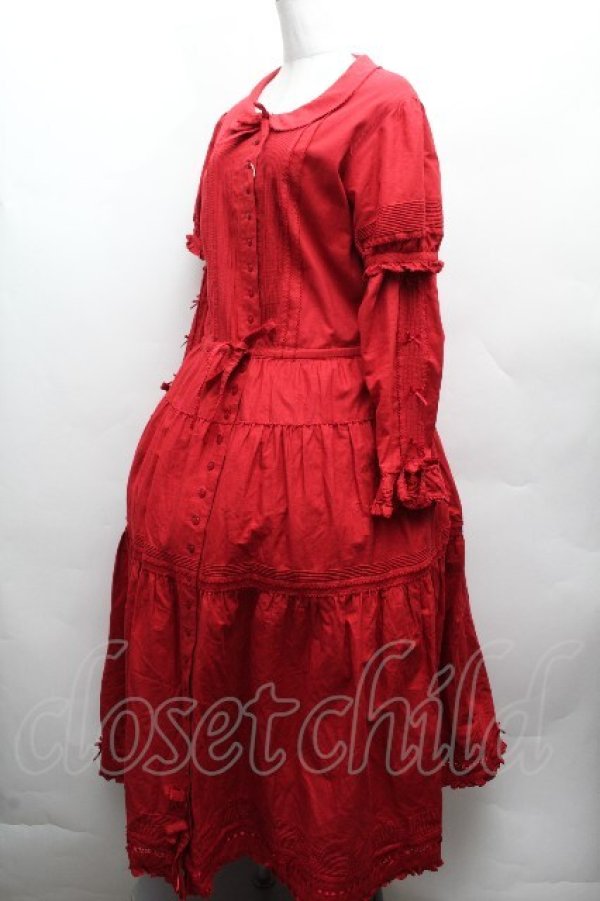 画像2: PINK HOUSE / パフロングスリーブワンピース  赤 S-26-04-10-033-LO-OP-HR-ZS (2)