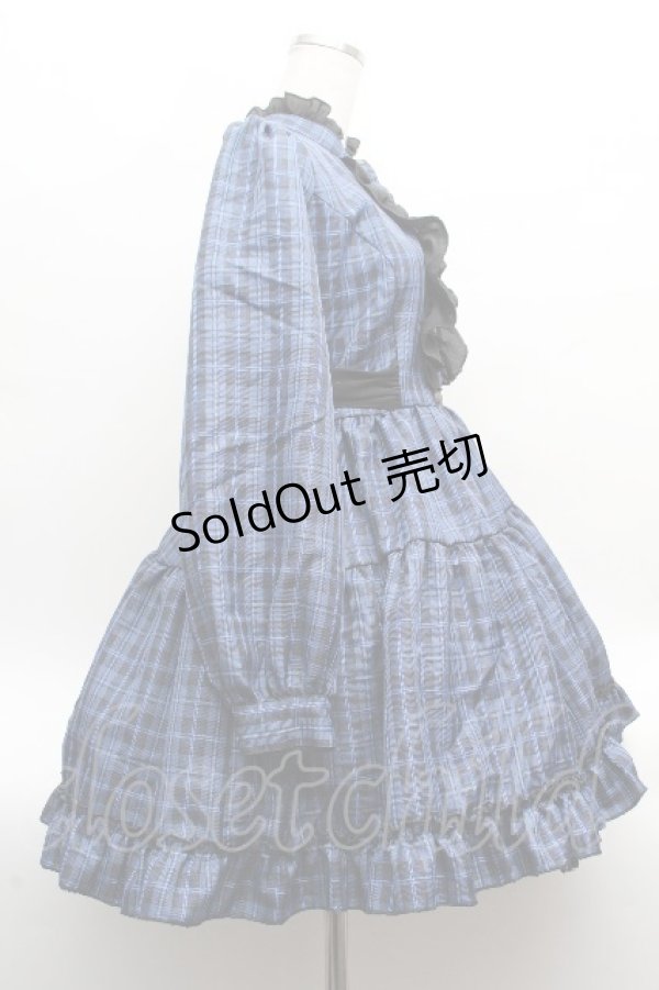 画像2: NIBBLE POISON / チェックフリルシャツワンピース  ブルー S-26-04-10-036-0-PA-HR-ZS (2)