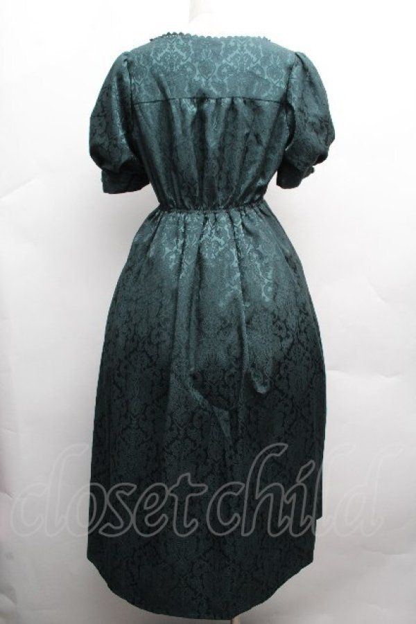 画像3: axes femme / スクエアネックジャガードワンピース  ブルーグリーン S-26-04-10-037-AX-OP-HR-ZS (3)