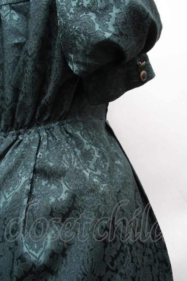 画像4: axes femme / スクエアネックジャガードワンピース  ブルーグリーン S-26-04-10-037-AX-OP-HR-ZS (4)