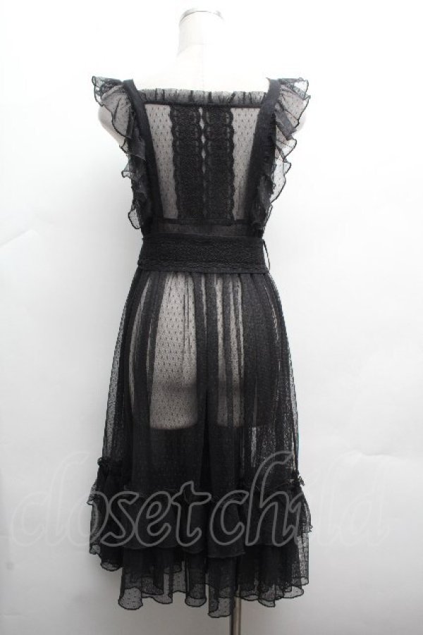 画像3: Chalmiere / ドットチュールエプロン  黒 S-26-04-10-038-0-OP-HR-ZS (3)