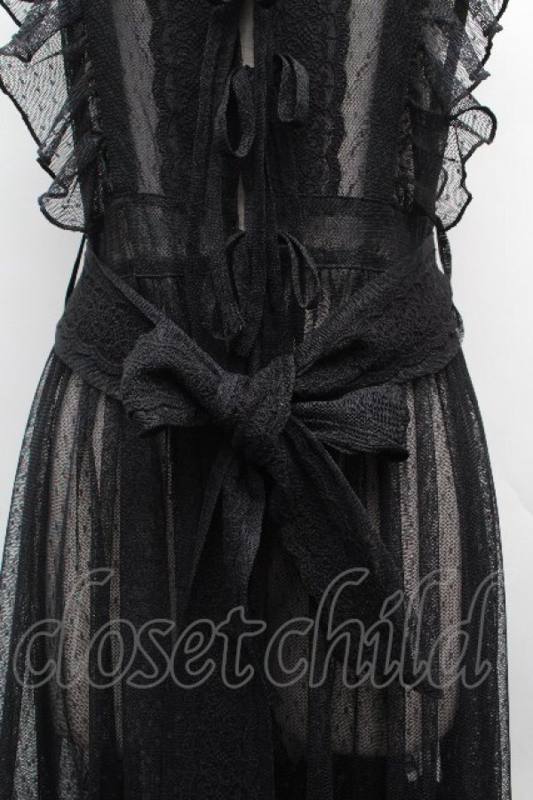 画像4: Chalmiere / ドットチュールエプロン  黒 S-26-04-10-038-0-OP-HR-ZS (4)