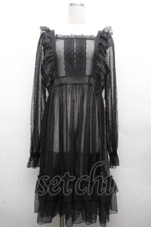 画像: Chalmiere / ドットチュールガウン  黒 S-26-04-10-039-0-OP-HR-ZS