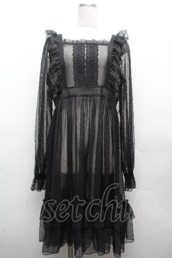 画像1: Chalmiere / ドットチュールガウン  黒 S-26-04-10-039-0-OP-HR-ZS (1)