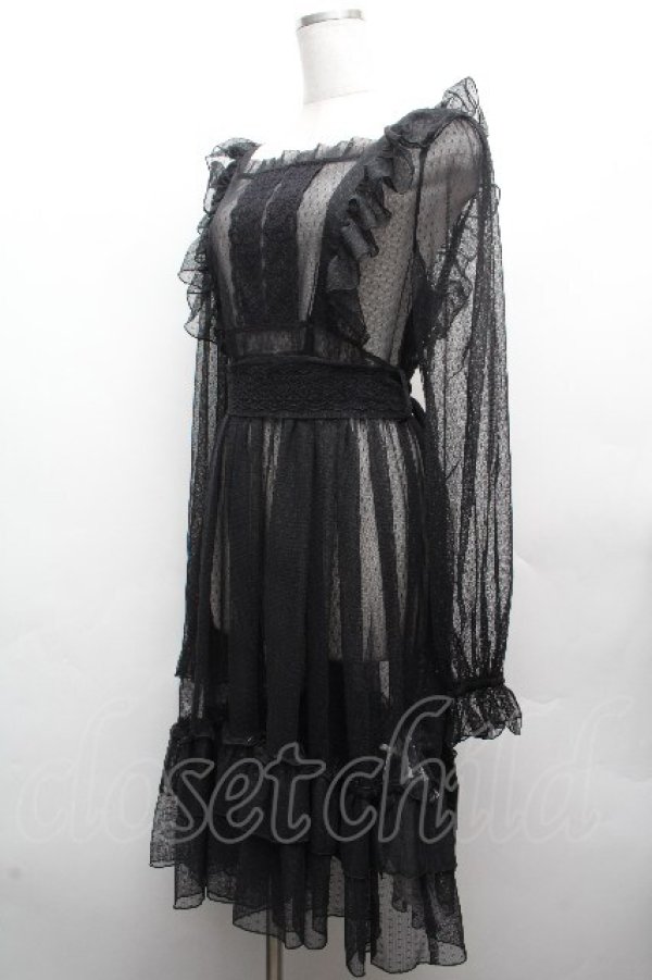 画像2: Chalmiere / ドットチュールガウン  黒 S-26-04-10-039-0-OP-HR-ZS (2)