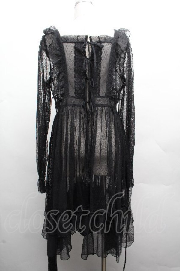 画像4: Chalmiere / ドットチュールガウン  黒 S-26-04-10-039-0-OP-HR-ZS (4)
