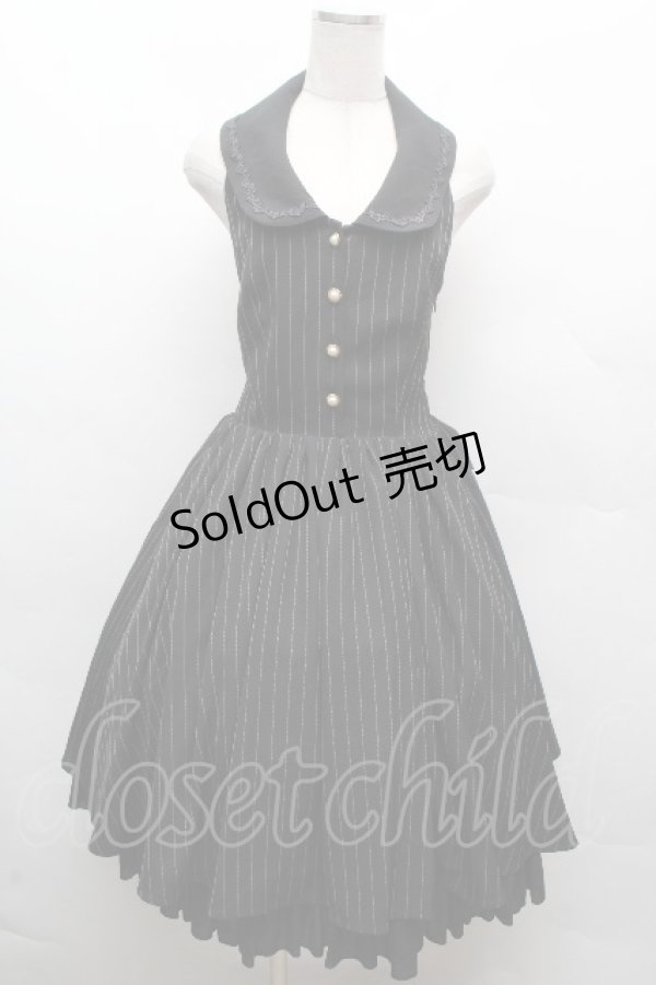 画像1: ATELIER PIERROT / ストライプベストワンピース  黒 S-26-04-10-043-EL-OP-HR-ZS (1)