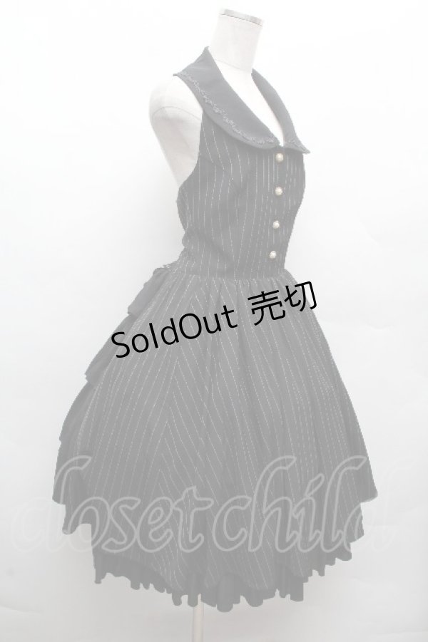 画像2: ATELIER PIERROT / ストライプベストワンピース  黒 S-26-04-10-043-EL-OP-HR-ZS (2)