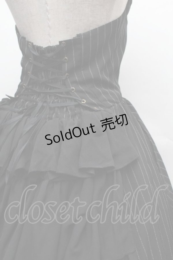 画像4: ATELIER PIERROT / ストライプベストワンピース  黒 S-26-04-10-043-EL-OP-HR-ZS (4)