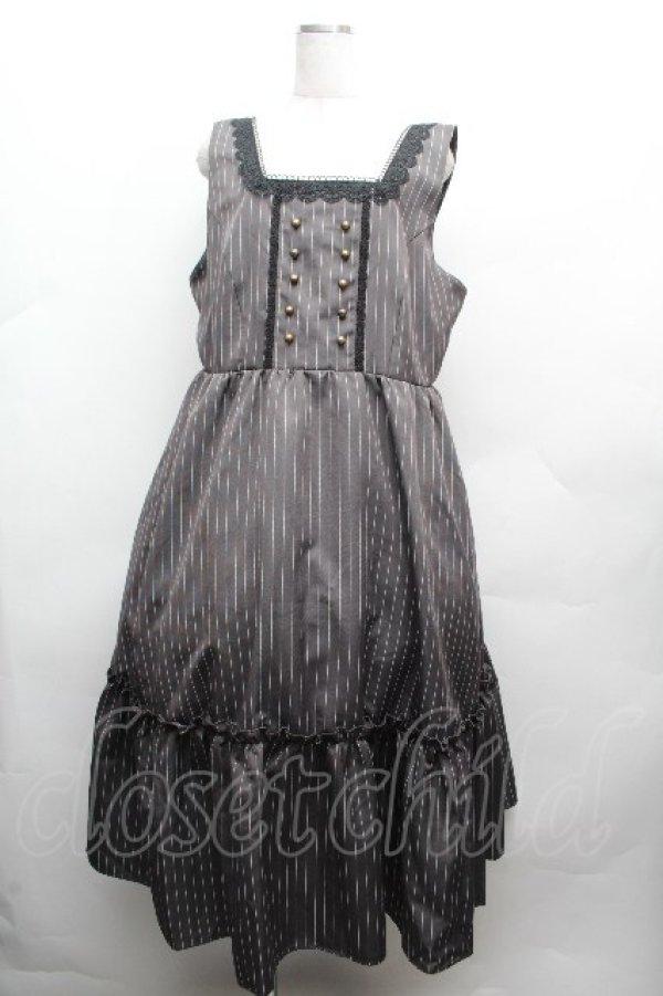 画像1: m petit by misako / TT*AOKストライプジャンパースカート 4L グレー S-26-04-10-044-LO-OP-HR-ZS (1)